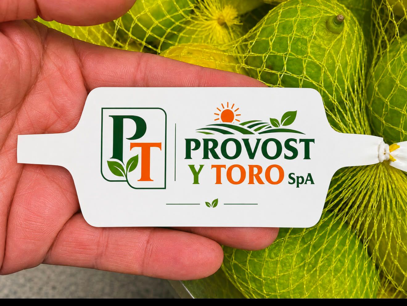 Etiqueta Provost y Toro SpA aplicada en malla de producto